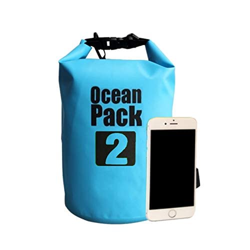 Image of Waterproof Ocean Dry Bag, Roll Top Floating Waterproof Sack for Beach, Swimming, Kayaking, Boating, Fishing, Camping, Hiking & Water Sports (2 Liter)