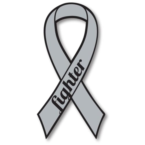 Image of Magnet Me Up Support Brain Cancer Fighter Grey Ribbon Magnet Decal, 3.5x7 Inches, Automotive Magnet for Car Truck SUV, Any Magnetic Surface, Gift of Empathy, Encourage Bravery, Crafted in USA