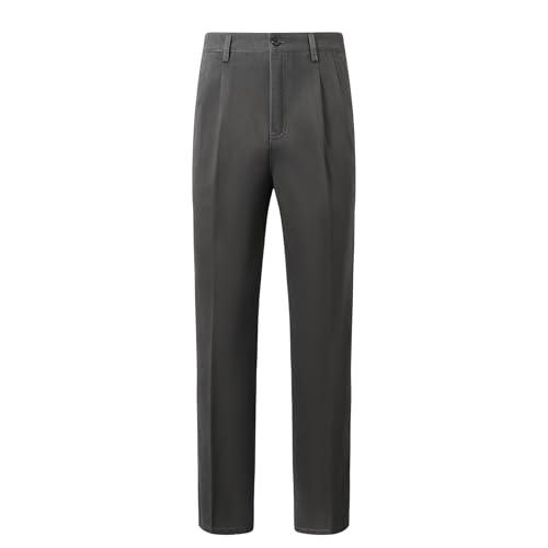 Image of Allthemen Mens Formal Suit Trousers Business Office Work Trouser Plain Casual Dress Pants Straight Fit Light Grey 32