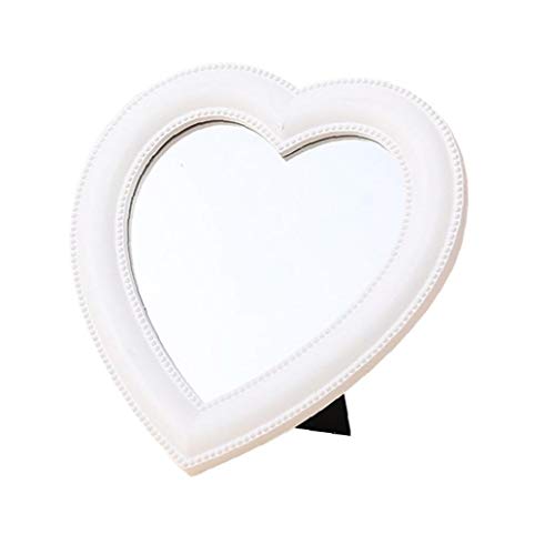 NaiCasy Make-up-Spiegel Rasierspiegel Schreibtisch Kosmetikspiegel Herzform Spiegel für Frauen-Dame-Mädchen Weiß Cover