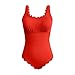 Aniywn Pink Swimsuit Women Scalloped Ribbed Swimsuits Fashion Square Neck Full Coverage Bathing Suit Cutout Slimming Monokini