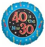 40 Is the New 30 Birthday Candles 18" Mylar Balloon