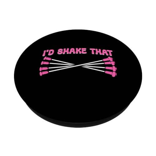 I'd Shake That. Majorette Twirler Baton Twirling PopSockets Swappable PopGrip, Black - Image 2
