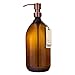 Kuishi Amber Glass Pump Bottle with Stainless Steel Pump [1000ml Bronze], Amber Glass Soap Dispenser Refillable Brown Glass Bottles Ideal of Handwash, Shampoo, Conditioner, Shower Gel (BPA-Free)