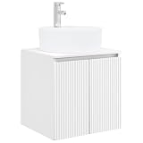 HETFTJN Mobile sottolavabo da parete, bianco, 49,5 x 44,5 x 65 cm, moderno, con lavandino in legno, salvaspazio, sospeso, per il bagno