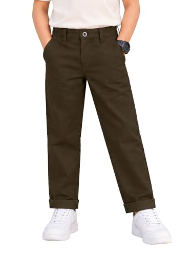 Image of KiddoPanti Boys 100% Cotton Twill Chinos Pant | Comfortable Regular Fit | 2 Side Pocket, 2 Back Pocket | Ankle Length | Back Elasticated Waistband with Button Zip Open Fly
