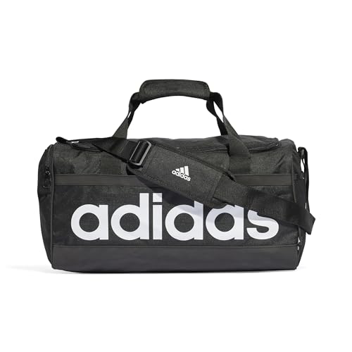 Image of adidas Essentials Linear Duffel Bag, Black /White, One Size, Duffel Bag