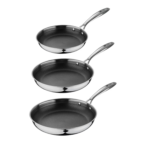MasterPRO set 3 padelle 20/24/26cm multistrato in acciaio antiaderente per induzione con manico ergonomico Hi-Tech3