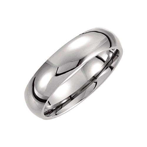 Solid Titanium 6mm Domed Polished Wedding Band Ring Comfort Fit
