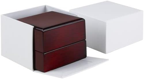 Allure - Luxury Ring Box With LED Light, Authentic Mahogany Wood With Black Leatherette Insert, Square Elegant Diamond Ring Case, For Unique Proposal Or Wedding, Small Jewelry Display Gift Box. - Image 4