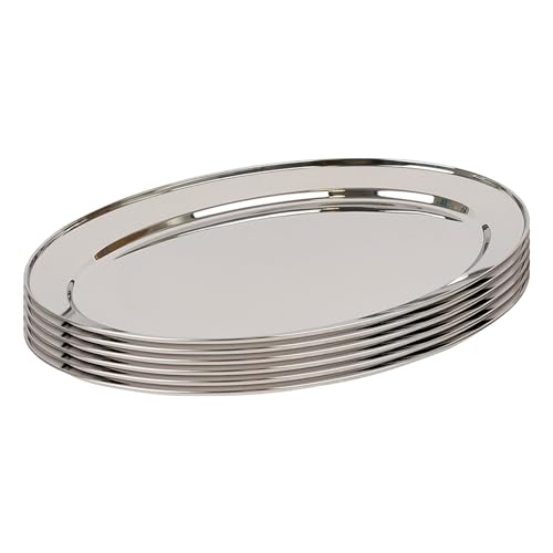 Argon Tableware 50 x 35cm Serving Platters - 6 Pack - Stainless S...