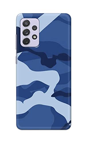 Image of Printed Hard Back Cover Case for Samsung Galaxy A72 Back Cover (Army Blue Pattern) -1302