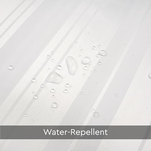 Image of Encasa XO Waterproof Shower Curtain for Bathroom 6 x 6.5 feet(183x200 cm), Anti-Fungal Polyester Washroom Curtain with 12 Hooks, Wet & Dry Partition Toilet Curtains Stripe White