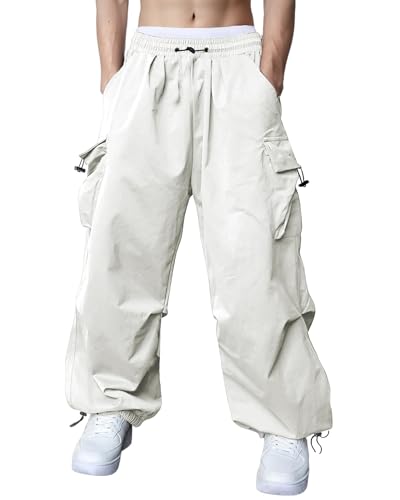 Susclude Parachute Cargo Pants for Men Loose Fit Baggy Sweatpants Casual Pant with Pocket Outdoor Drawstring Trousers 2025