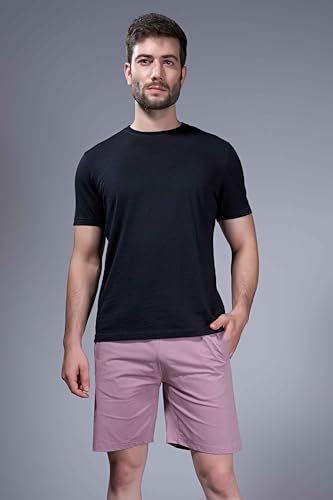 Image of Maxzone Men's Cotton Shorts | Elastic Drawstring Waist | Side Zip Pocket | Regular Fit | Casual Breathable Summer Shorts | Comfortable Lounge, Gym & Travel Shorts