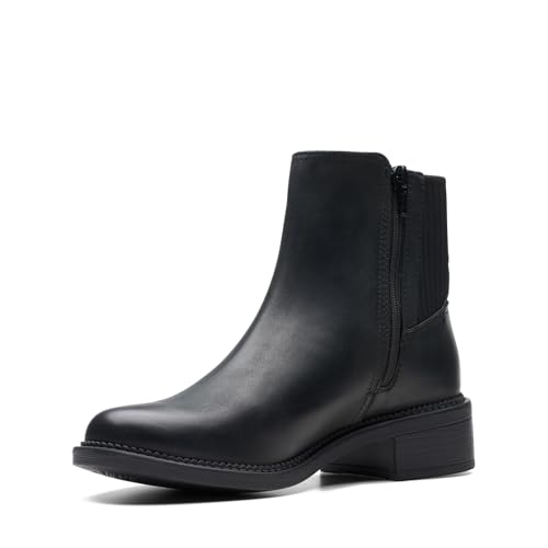 Clarks Clarks Women's Maye Palm Fashion Boot, Black Leather, 8 Medium US
