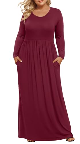 Image of LONGYUAN Women's Plus Size Maxi Dresses for Curvy Women Casual Long Dress XL-6XL