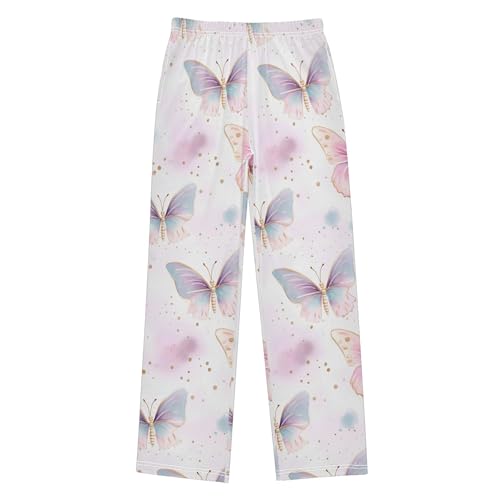 Butterfly Long Pajama Pants Elastic Waist PJ Bottoms with Pockets S A1112212