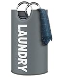 cesto para ropa plegable de plastico 【Diseño de Pie】 con material rígido y una base de PU, este cesto permanecerá en la esquina incluso cuando esté vacío. Consejos: no use lavado máquina para limpiar, puede causar daños en el recubrimiento. Limpiar solo con un trapo.