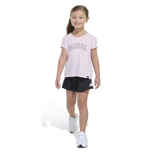 Image of adidas girls 2-Piece Short Sleeve Box Tee & Pleated Skort Set