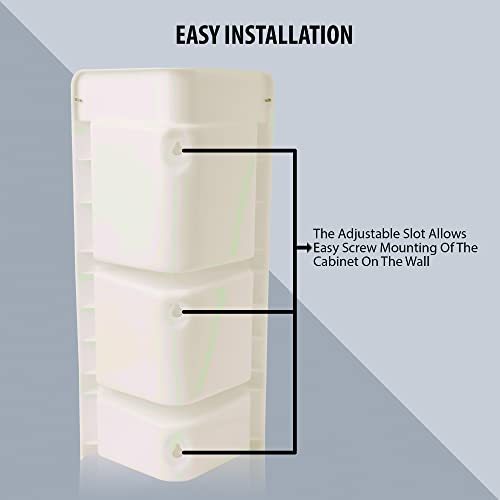 Image of GRACIO Jumbo Delux 3 Tier Bathroom Corner Shelf, Wall Mounted Storage Shelf with 3 Translucent Doors, Premium Plastic Cabinet for Kitchen, Bathroom, Living Room, Office, Stylish Corner (Ivory)