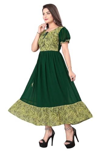 Image of eightone Floral Printed Cotton Frock for Women | Fit and Flare Midi One Piece Dress | Casual Western Dress for Women