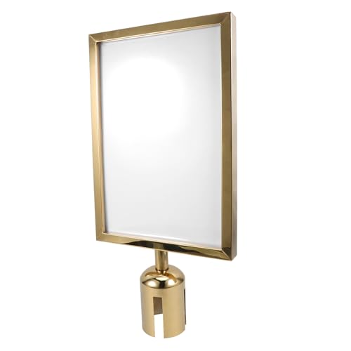 IDEANATEGRATE Golden Stainless Steel Stanchion Posts Top Sign Frame Easy to Clean Surface Crowd Control Sign Holder Sturdy Easy to Use