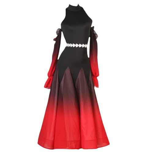 Tytyozay Gesellschaftstanzkleider Für Damen, Farbverlauf-Farben Großer Swing-Rock Tanzkleidung Trägerlos Walzer Tango Übungskleider...