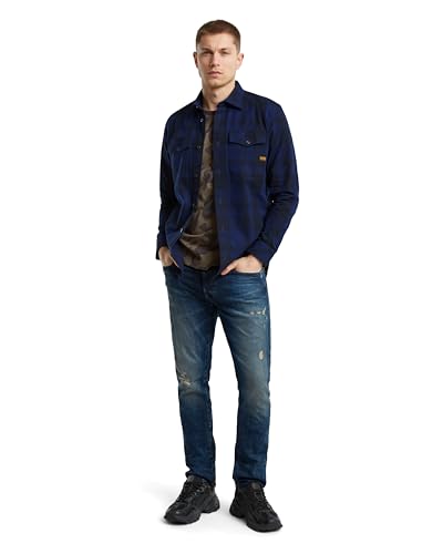 G-STAR Raw - Mens 3301 Slim Jeans, Color Worn in Mountain Dusk Destroyed, Size: 36W x 34L3