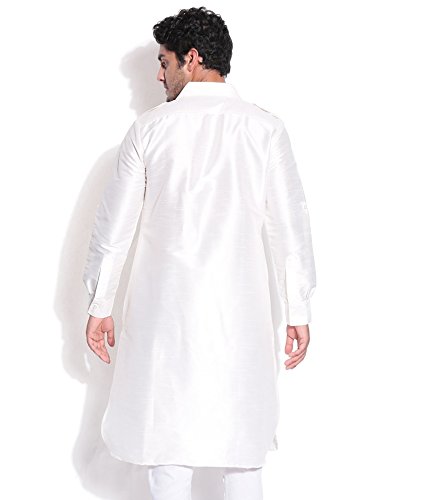 Conjunto pathani kurta y churidaar de seda para ceremonia infantil 3