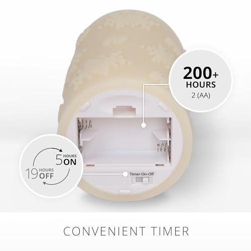 Luminara White Swan Snowflake Embossed Flameless LED Candle, 3.2" x 6.5", Moving Flame, Safe Timer Feature, Real Wax, Battery Operated Home Décor by Luminara - Image 4