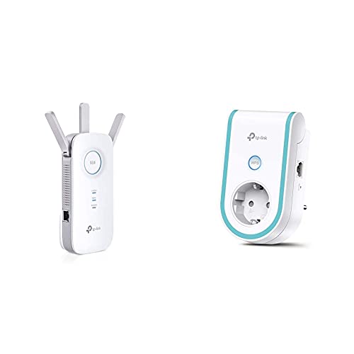 TP-Link RE455 Verstärker AC1750 Gigabit Dualband WLAN Repeater(1300Mbit/s 5GHz, 450Mbit/s 2,4GHz) weiß & RE365 AC1200 WLAN Repeater mit Steckdose (1200 Mbit/s, Dual WLAN AC+N)