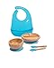 Love Earth Juego de platos de bambú para bebé, plato de succión y cuenco, dos cucharas y babero a juego, respetuoso con el medio ambiente, platos antideslizantes para bebés y niños pequeños