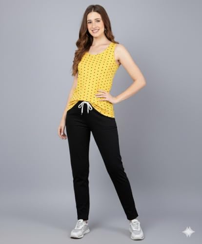 Image of DIAZ Women's Tank Top and Lower Set for Women | Stylish Cotton Co-Ord Set | Sleeveless Top & Jogger Lower for Women |Comfortable Stretchable Fabric 2-Piece Combo Set|women co ord set