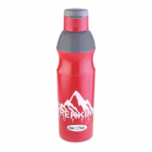 Image of Nayasa Trekking 700ml Water Bottle | BPA-Free Insulated Plastic Inner | Leak-Proof Twist Cap | For Office, School, Gym, Travel, and Outdoor Use | Red