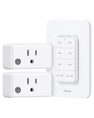 treewell Remote Control Outlet Wireless Wall Mounted Light Switch, Programmable and Expandable Remote Light Switch Kit, No Wiring Needed, 200 Ft RF Range, 15A/1875W, Compact Design, ETL Listed