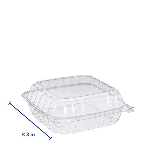 Dart C90PST1 ClearSeal Plastic Hinged Containers, Clear, 8.2 x 8.3 x 3 Inches, Case of 250