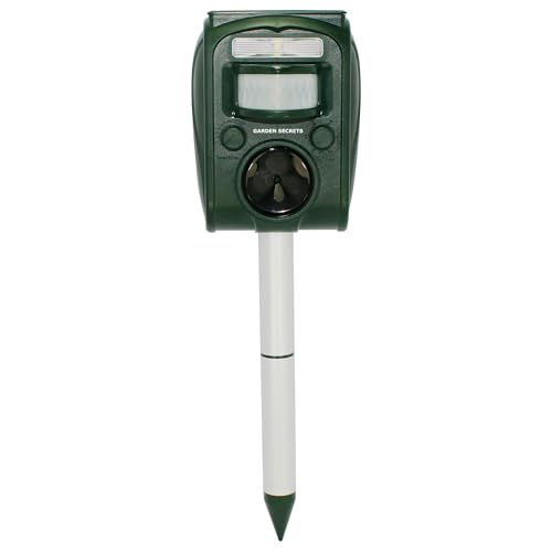 GARDEN SECRETS Compact Solar Ultrasonic Animal Repellent. Skunk Raccoon Deer Coyote Cat Rat Mice etc Deterrent. Keep Pests Away from Your Property Within 2-4 Weeks. Whole Year Full Warranty (1)
