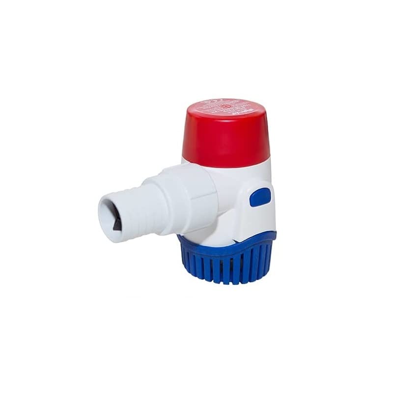Bilge Pump 1100 Gallon Per Hour 2.4 Inch Width x 4-1/4 Inch Height 1-1/8 Inch Hose 12 Volt DC Built-In Thermal Cut-Off Backflow Prevention