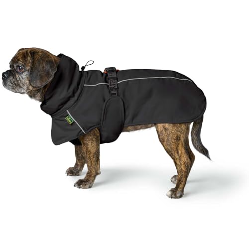 HUNTER Hundemantel NORDBY Mops & Co., Farbe: schwarz, wasserabweisend, warm gefüttert, reflektierend, ideal für kompakte Hunde, schützt vor Kälte & Nässe, maschinenwaschbar, Größe: 40