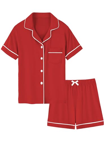 LANKMEI 100% Cotton Womens Pajama Sets, Christmas Red, XL - image 1