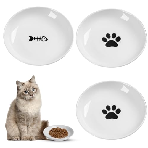 3 Stück Futternapf Katze, Keramik Katzennapf,Weiß - Futternapf Katzen Flach mit Rutschfestem Silikonring,Katzennapf für Haustierkatzen und Welpen 3 Stück Futternapf Katze, Keramik Katzennapf,Weiß - Futternapf Katzen Flach mit Rutschfestem Silikonring,Katzennapf für Haustierkatzen und Welpen