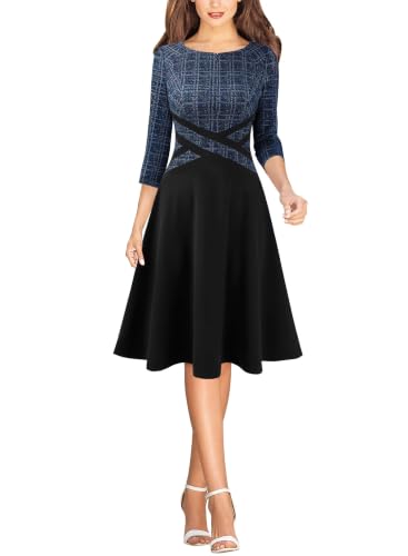 Image of VFSHOW Womens Front Zipper Work Business Casual Office Church A Line Dress