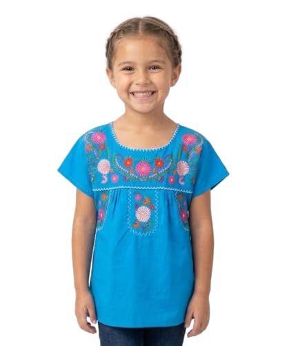 Image of unik Girls Cotton Embroidered Floral Blouse for Birthdays, Cultural Events, Cinco De Mayo