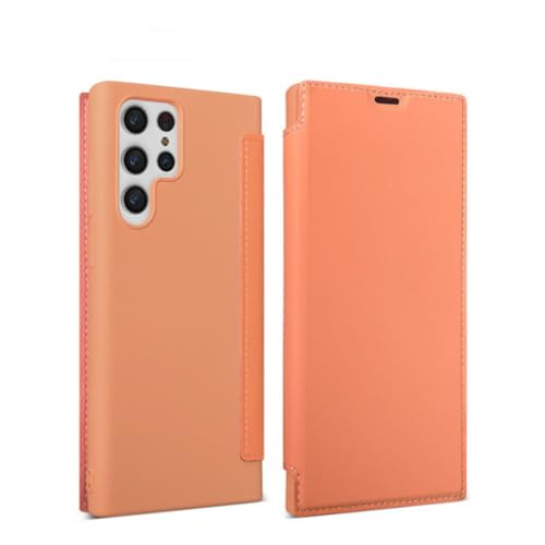 Étui en cuir pour Samsung Galaxy S22 Ultra housse luxe orange