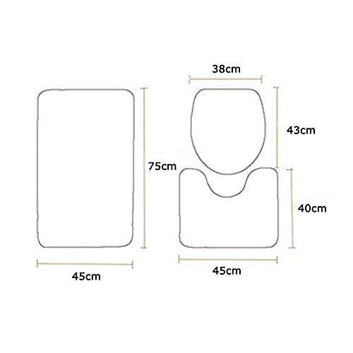 U/D Set 3 Tre Tappetini da Bagno, Lavabili in Lavatrice con Fondo Adesivo Antiscivolo, Tappetini da Bagno Assorbenti per La Doccia Tappetini Durevoli,Color 2