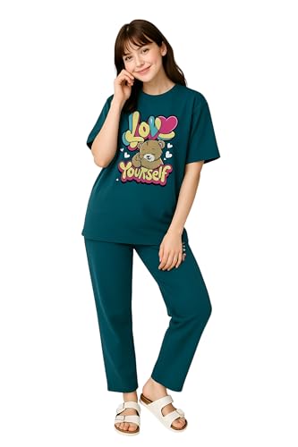 Image of My Swag Womens Printed Nightwear Set | Printed T-Shirt & Lower Set for Womens&Girls