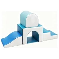 GeerWest Schaumstoff Bausteine Kinder Klettern: 4 PU-Leder Indoor Softbausteine Spielbausteine - Weiche Bausteine Baby Montessori Kletterspielzeug mit Ellipsenbogen(Modern)