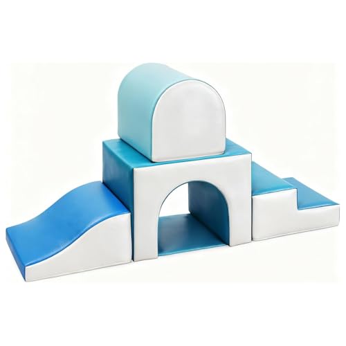 GeerWest Parcours Motricité Bébé 4 Pièces: Module Motricité Enfant Cuir PU Blocs Mousse Éducatifs - Jouets Descalade Bébé Structure d'escalade...