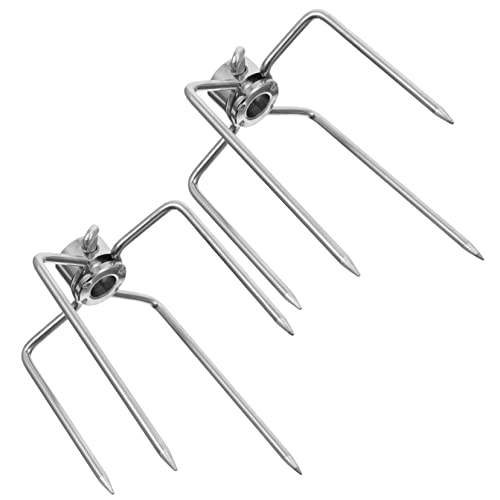 POPETPOP Bbq Accessories: 2pc Stainless Steel Rotisserie Meat Forks Easy to Use and Clean for Camping
